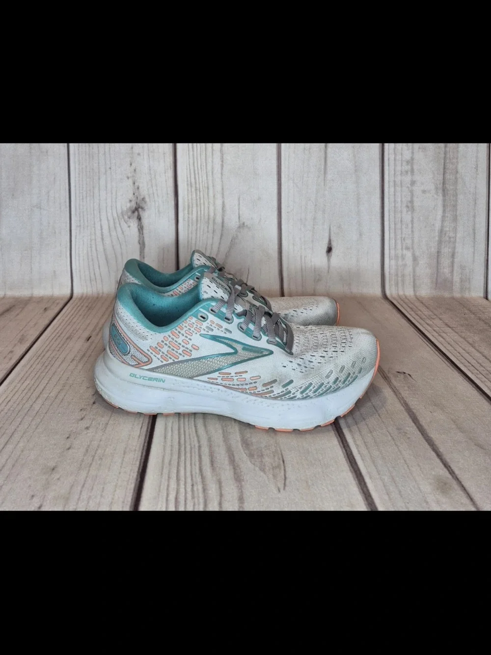 Brooks Glycerin 20 Women's Size 9D Wide Running Shoes Oyster/Latigo Bay/Coral
